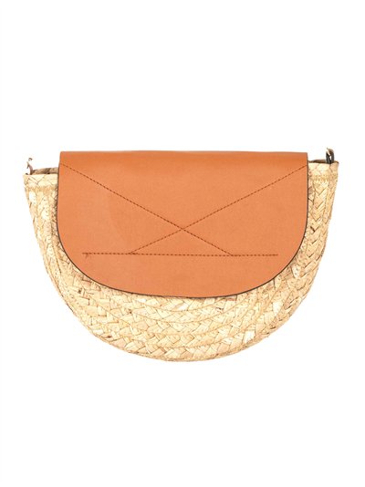 Raffia effect crossbody bag with flap