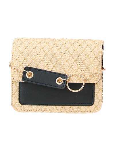 Raffia effect crossbody bag with flap