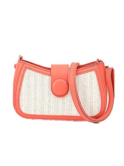 Raffia effect contrast crossbody bag