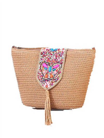 Raffia effect contrast crossbody bag