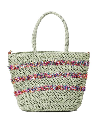 Raffia effect citybag with beads