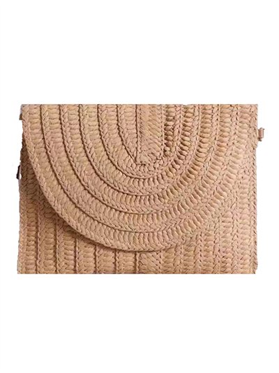 Raffia effect clutch with flap