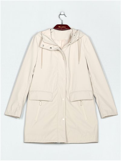 Parka water repellent efecto piel beige (S-M-L-XL)