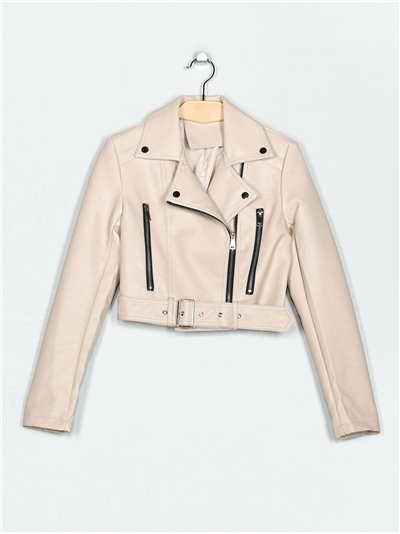 Chaqueta biker efecto piel beige (S-M-L-XL)