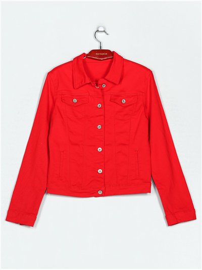 Cazadora denim básica rojo (40-50)