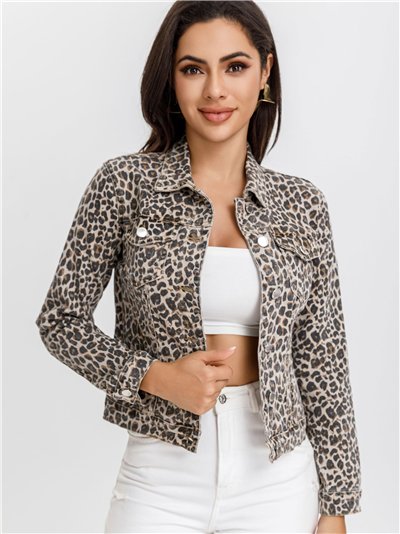 Cazadora denim leopardo beis (S-XXL)