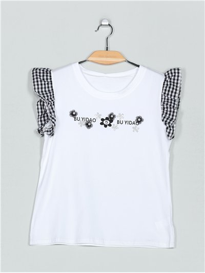 Camiseta flores perlas (S/M-L/XL)