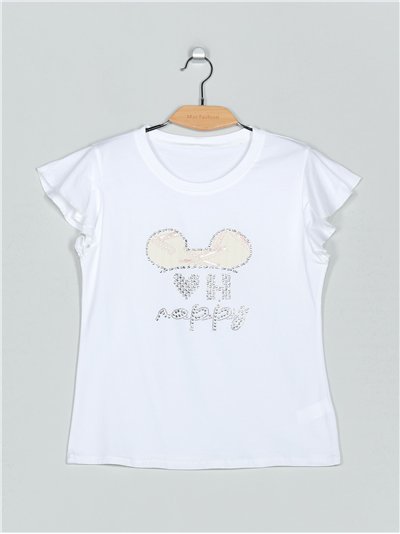 Camiseta estampada strass (S/M-L/XL)