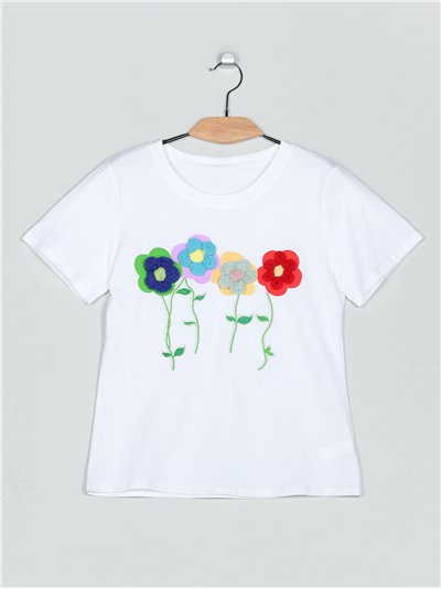 Camiseta flores punto (S/M-L/XL)