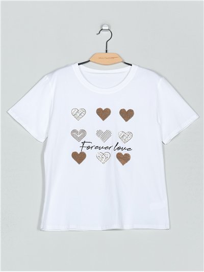 Camiseta corazoncitos strass (M/L-XL/XXL)