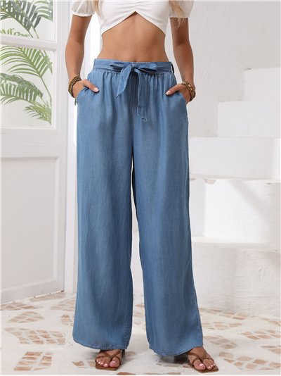 Pantalón recto lazo símil denim (M-L-XL-XXL)