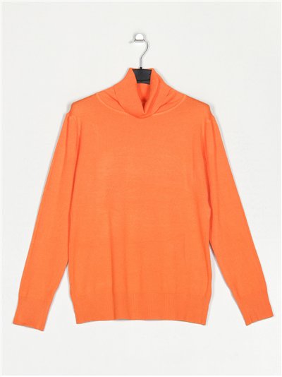 Jersey básico cuello vuelto naranja