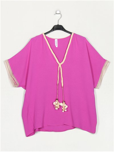 Blusa borlas talla grande buganvilla