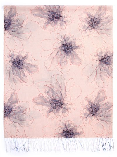 Pañuelo floral flecos 70 X 180CM